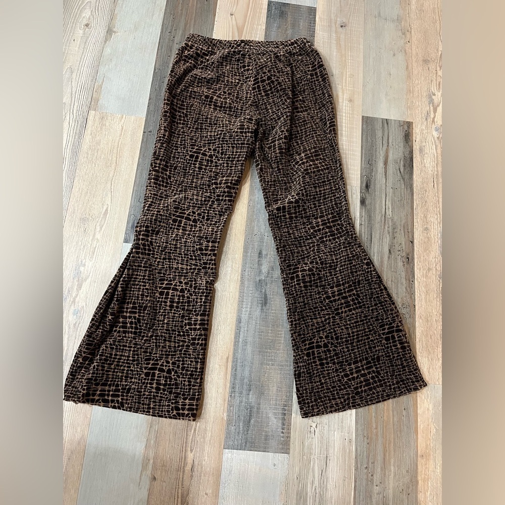 Kenneth Cole Womens Reptile Print Fit Flair Pants Sz 4  Wide Leg Cotton Blend